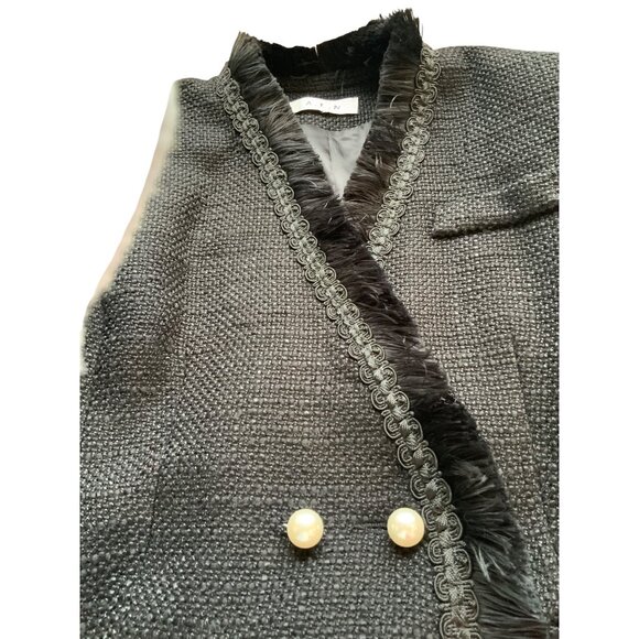 A N L JACKET black CH36 H40 26 long Medium pearl buttons - Picture 6 of 10